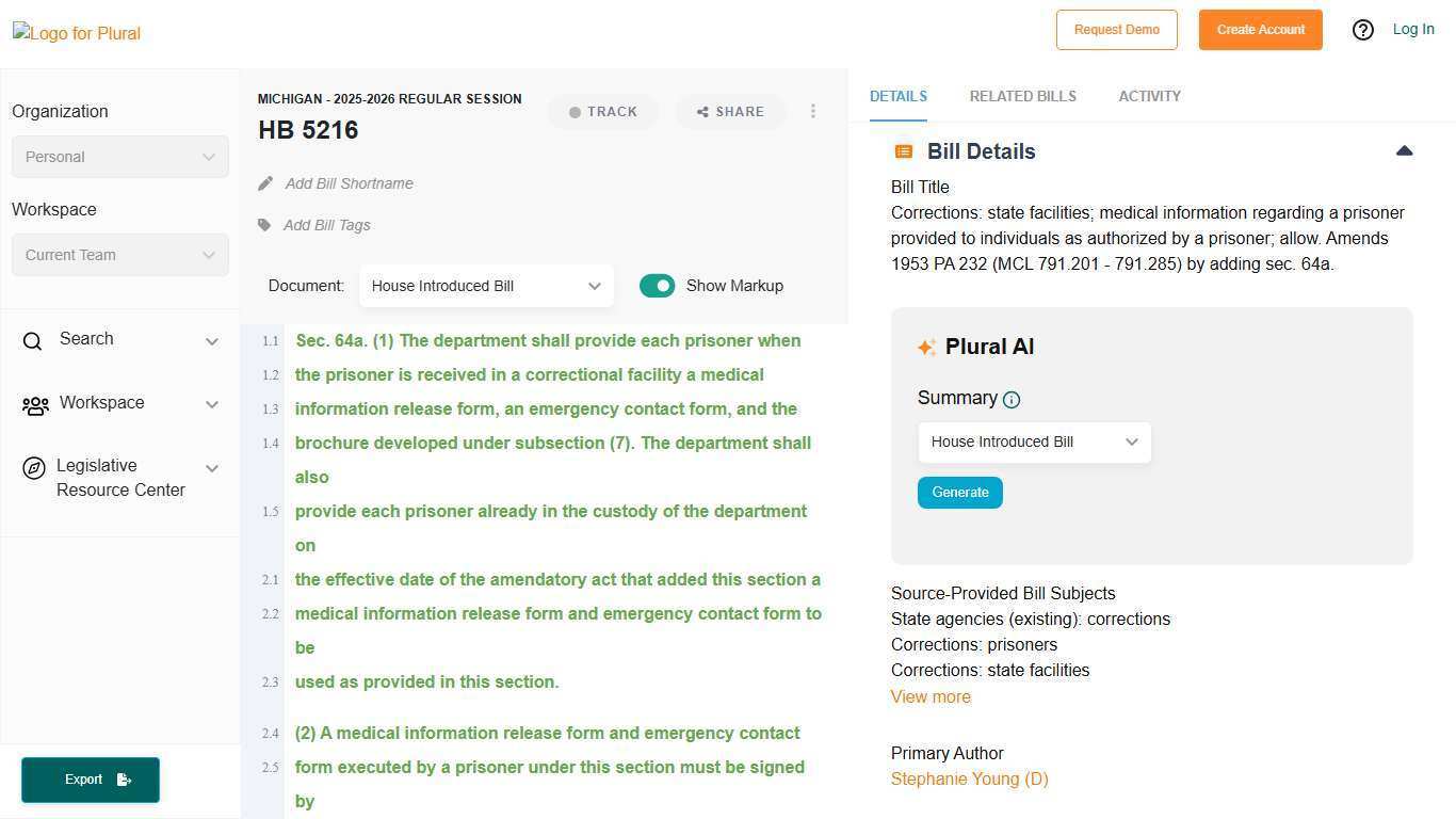 HB 5216 - Michigan (2025-2026) - Plural