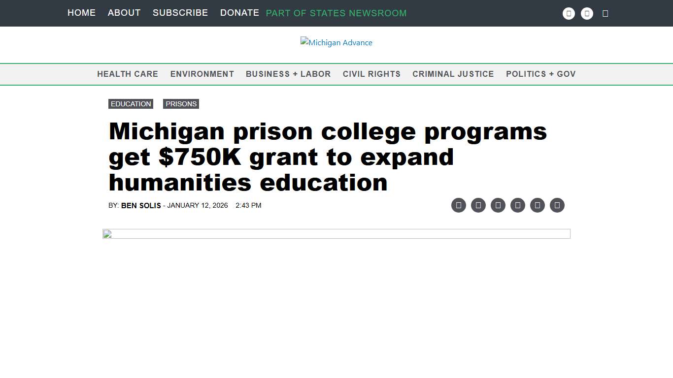 Michigan prison college programs get $750K grant to expand humanities education • Michigan Advance