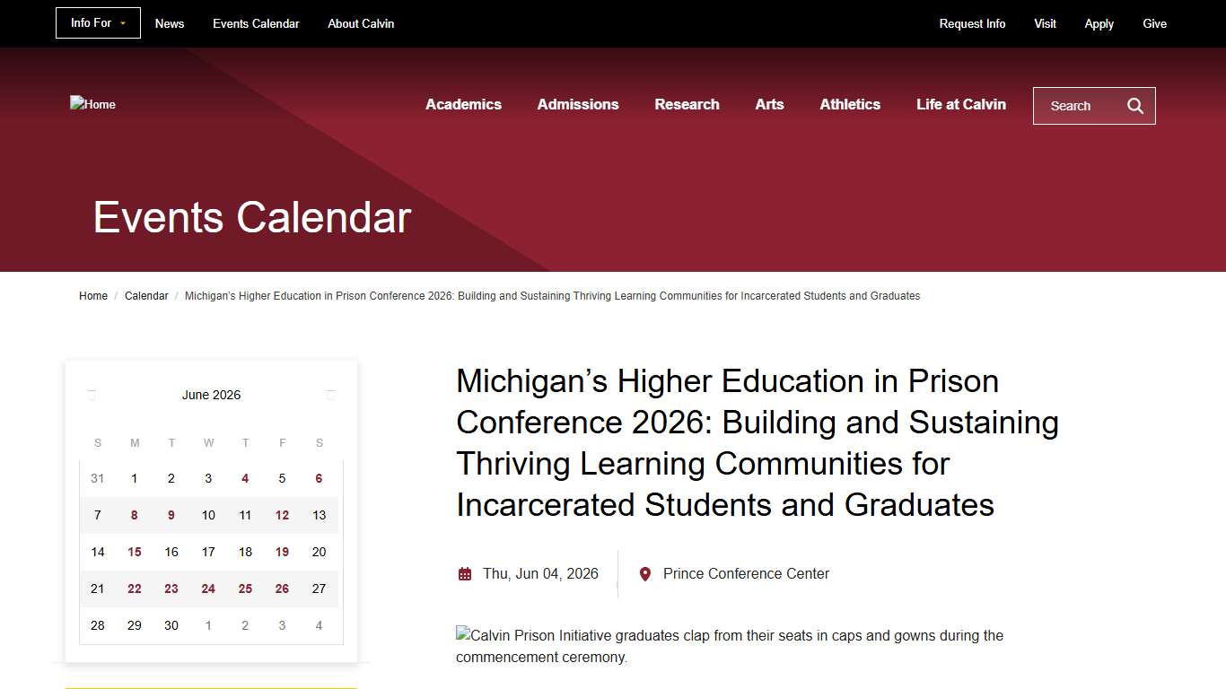 Michigan’s Higher Education in Prison Conference 2026: Building and Sustaining Thriving Learning Communities for Incarcerated Students and Graduates